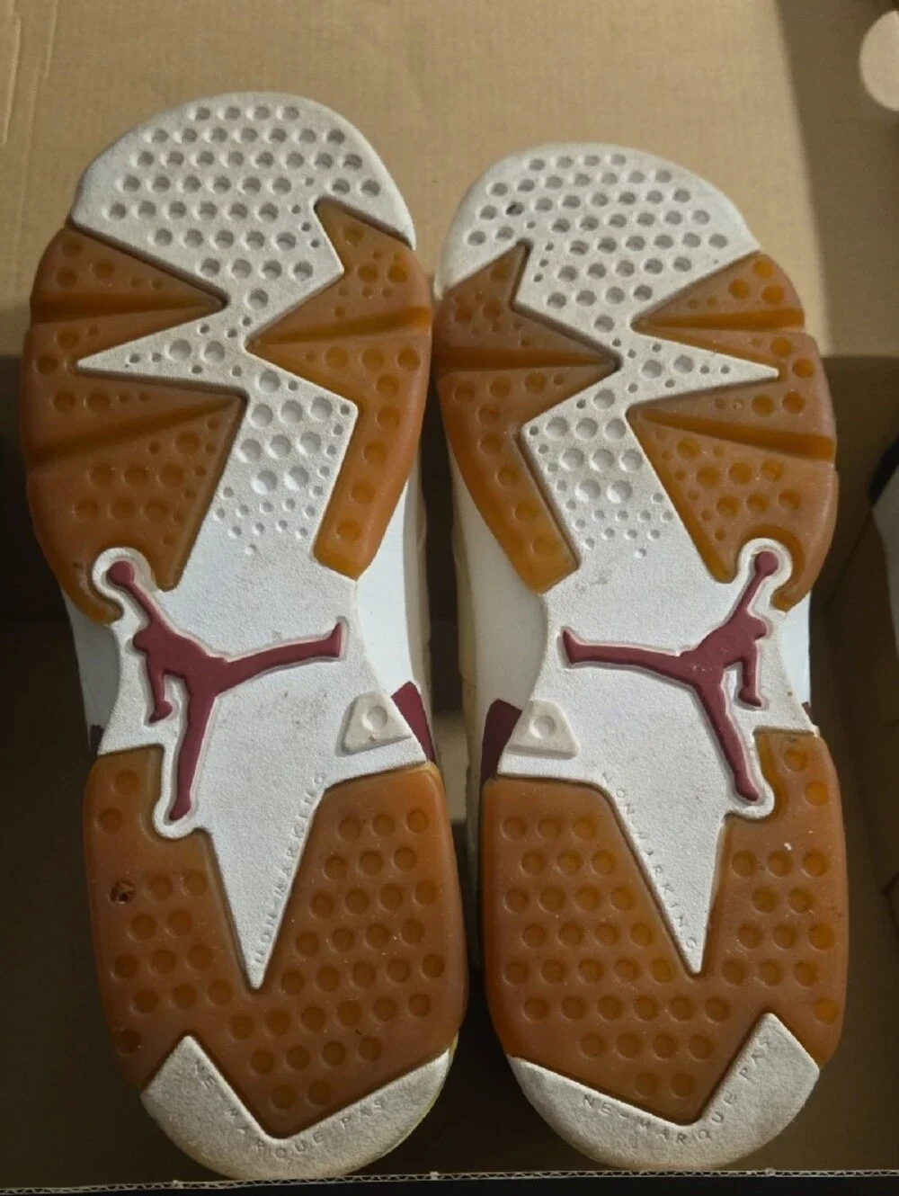 Jordan Kids Cream and Maroon Retro Basketball Sneakers